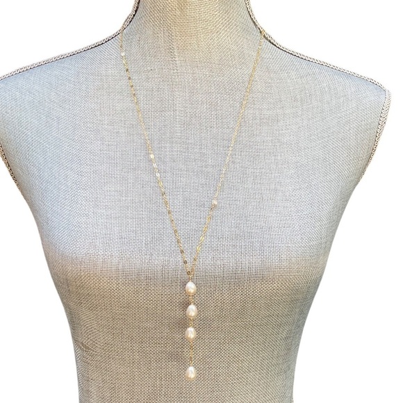 PEARL and Gold Long Necklace From Simply Pearls in Kauai Hawaii NEW 28 Inches - Picture 1 of 7